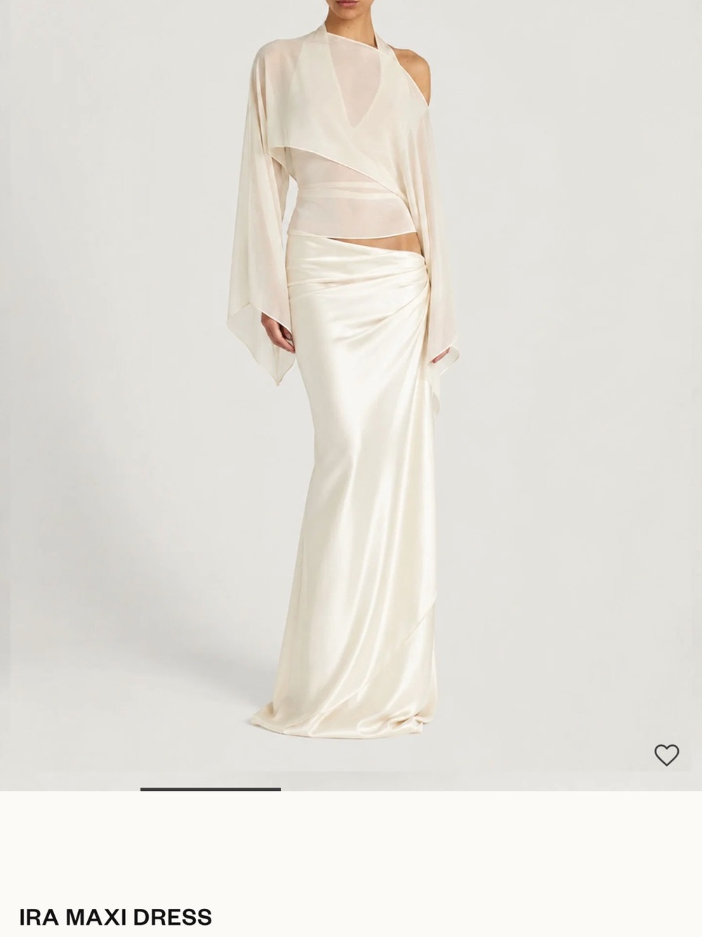 Satin Ivory Maxi Skirt with Side Draping